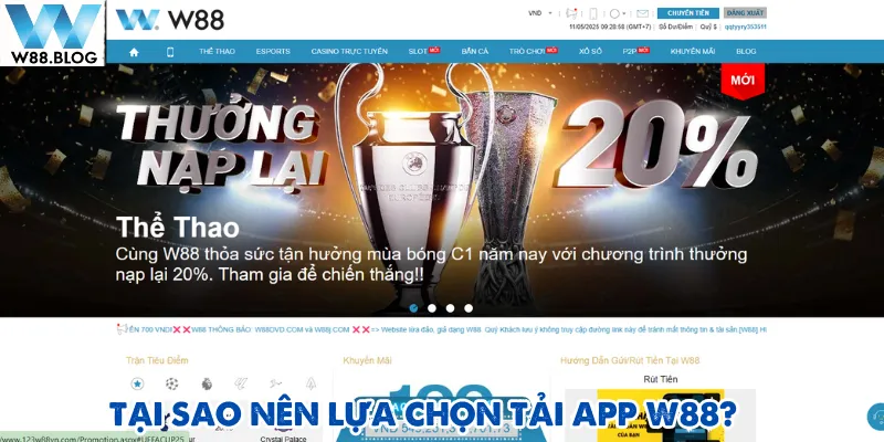 Tải app W88 giúp nâng cao trải nghiệm khi tham gia cá cược online