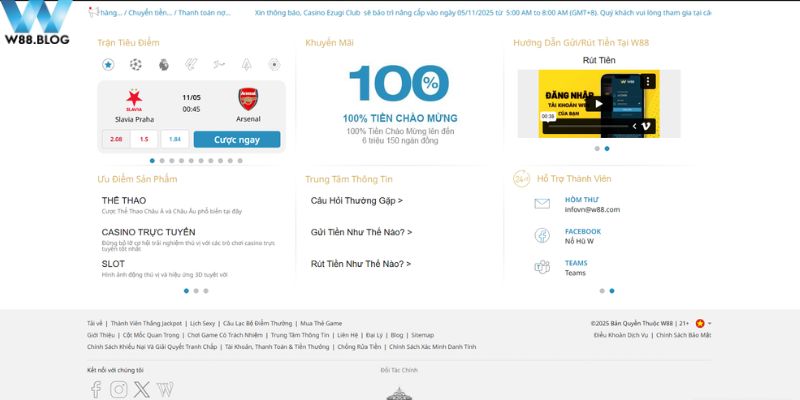 Thống kê tổng quan về nhà cái W88